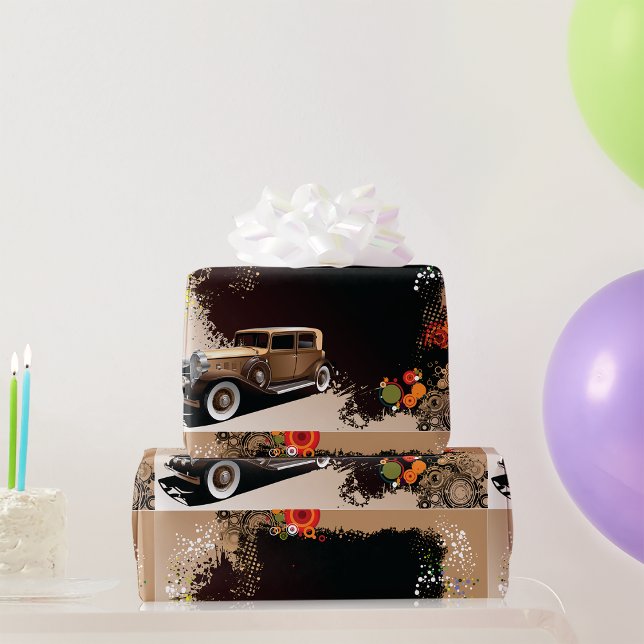 Vintage Car Grunge Wrapping Paper Geschenkpapier (Von Creator hochgeladen)