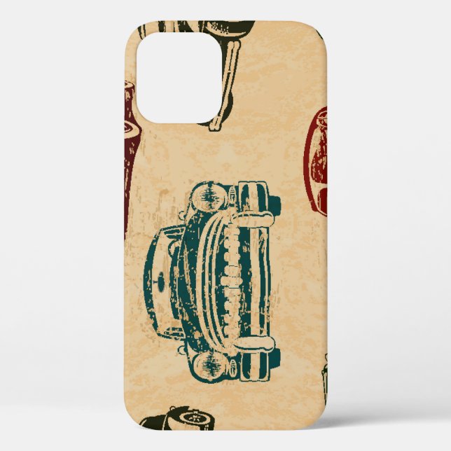 Vintage Car Illustration Hintergrundmuster Case-Mate iPhone Hülle (Rückseite)