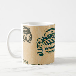 Vintage Car Illustration Hintergrundmuster Kaffeetasse