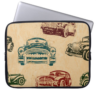 Vintage Car Illustration Hintergrundmuster Laptopschutzhülle