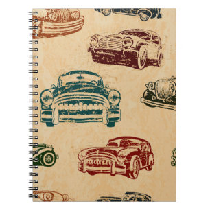 Vintage Car Illustration Hintergrundmuster Notizblock