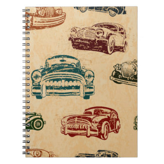 Vintage Car Illustration Hintergrundmuster Notizblock