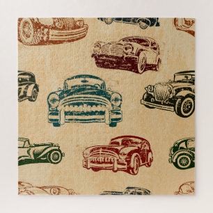 Vintage Car Illustration Hintergrundmuster Puzzle