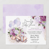 Vintage Car Lila Floral Drive Thru Babydusche