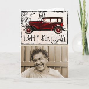 Vintage Car Lover   Happy Birthday Old Chap Foto Karte