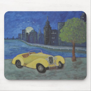 Vintage Car Malerei in der Stadt Mousepad