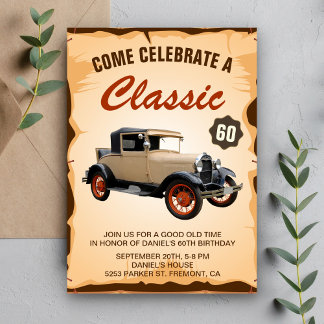 Vintage Car Meilenstein Geburtstagsparty Einladung