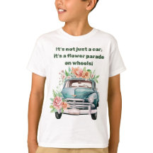 Vintage Car mit Frühlingsfarbe Blume in grün