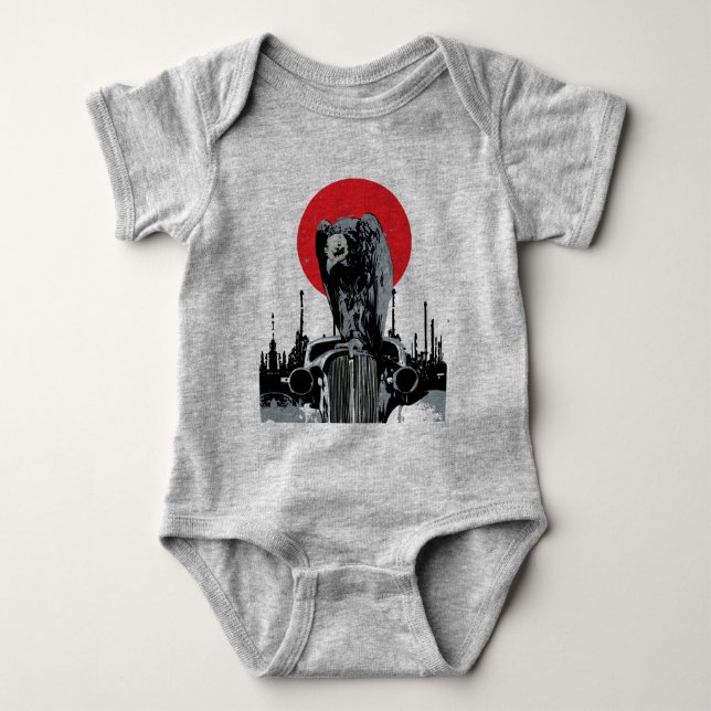 Vintage Car mit roter Sonne Baby Strampler (Vorderseite)