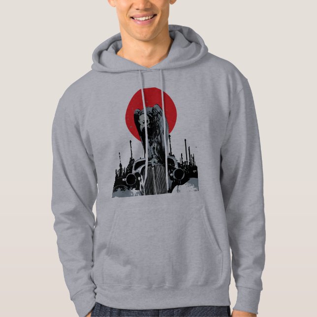 Vintage Car mit roter Sonne Hoodie (Vorderseite)