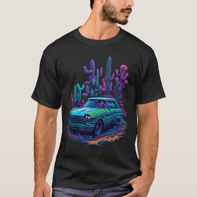 Vintage Car Neon gift vintage friends T-Shirt (Vorderseite)
