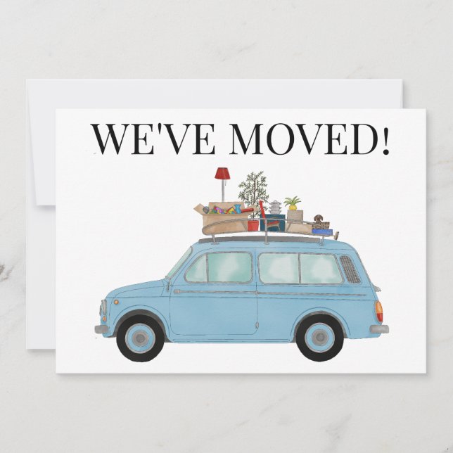 Vintage Car Neue Adresskarte Ankündigung (Vorderseite)