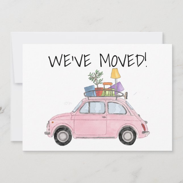 Vintage Car Neue Adresskarte Ankündigung (Vorderseite)