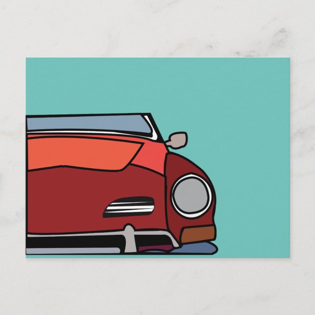 Vintage Car Red Graphic Postkarte (Vorderseite)