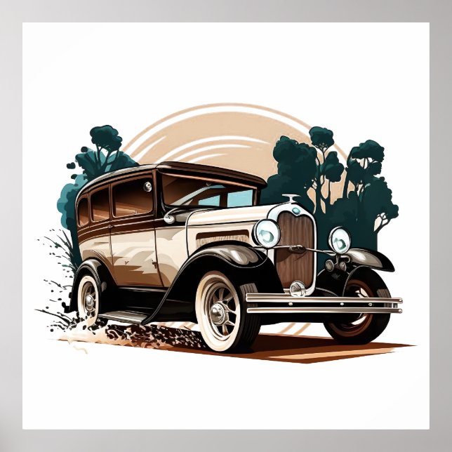 Vintage Car - Retro Auto Elegantes Poster (Vorne)