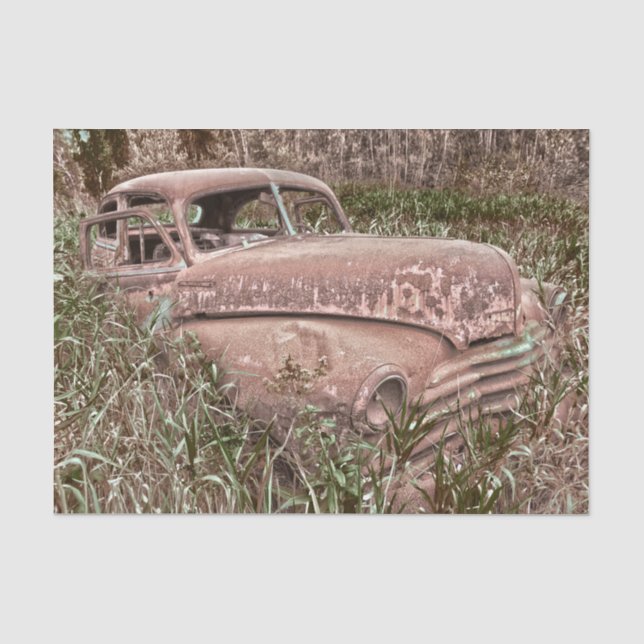 Vintage Car Retro Rustikale Altstadt Seidenpapier (Vorderseite)