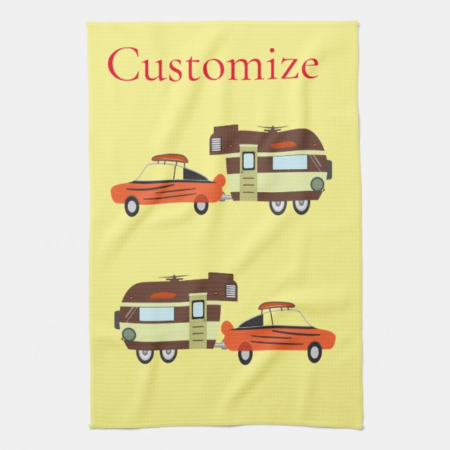 Vintage Car und Camper Thunder_Cove Geschirrtuch (Vertikal)