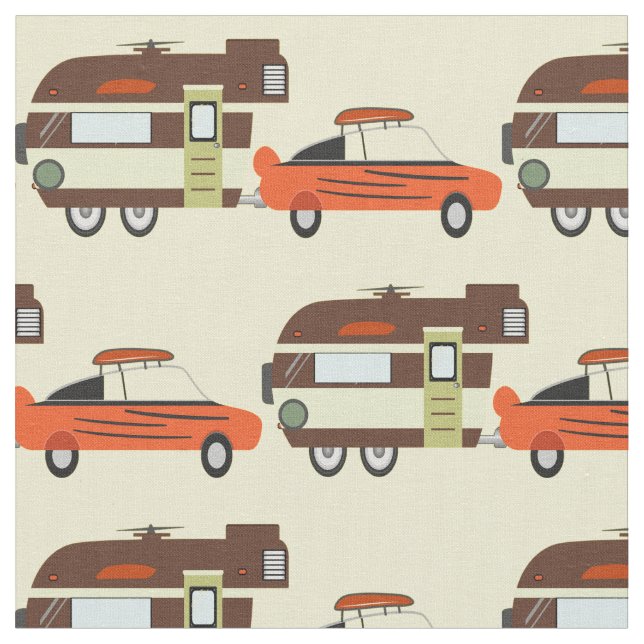 Vintage Car und Camper Thunder_Cove Stoff (Nahaufnahme)