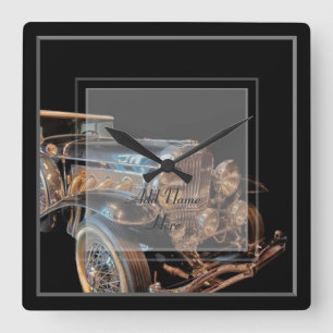 Vintage Car Wallclock Square - Name anpassen Quadratische Wanduhr
