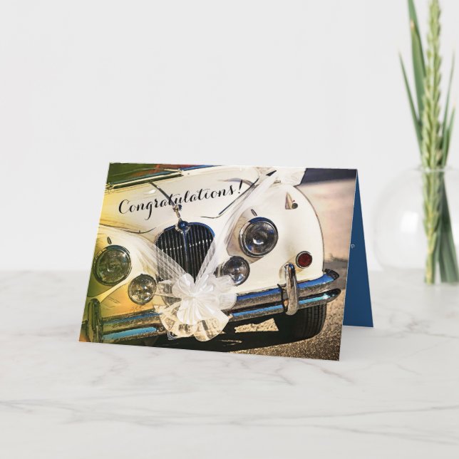 Vintage Car Wedding Congratulations Card Karte (Vorderseite)