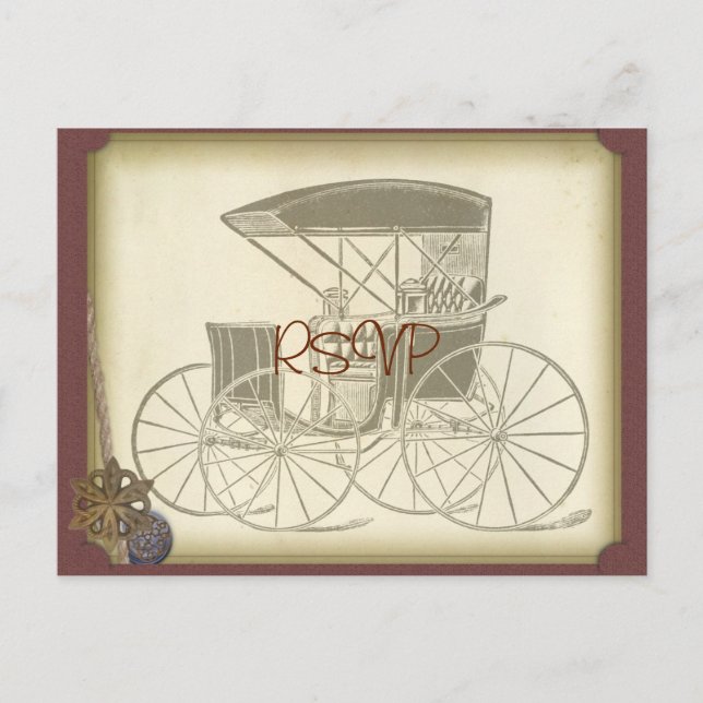 Vintage Car Wedding Einladung UAWG mit Foto (Vorderseite)