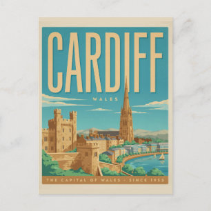 Vintage Cardiff Castle, Wales Geschenke und Souven Postkarte