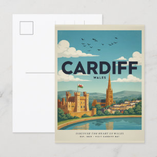 Vintage Cardiff Castle, Wales Geschenke und Souven Postkarte