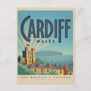 Vintage Cardiff Castle, Wales Geschenke und Souven Postkarte