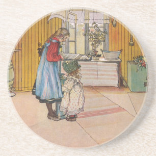 Vintage Carl Larsson Die Küche Getränkeuntersetzer