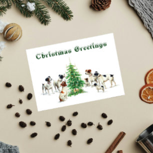Vintage Carl Reichert Hund Welpen Weihnachtskunst Feiertagspostkarte