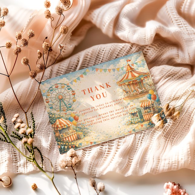 Vintage Carnival Circus Birthday Dankeskarte (Von Creator hochgeladen)