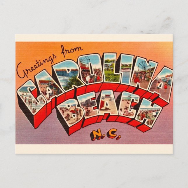 Vintage Carolina Beach Postcard Postkarte (Vorderseite)