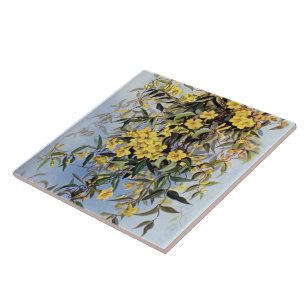 Vintage Carolina Jessamine Gelbe Blumen Floral Fliese