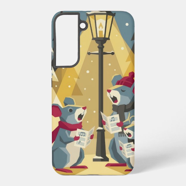 Vintage Caroling Mice Phone Case - Samsung Galaxy Hülle (Rückseite)