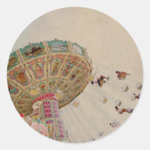 Vintage carousel in Paris Runder Aufkleber