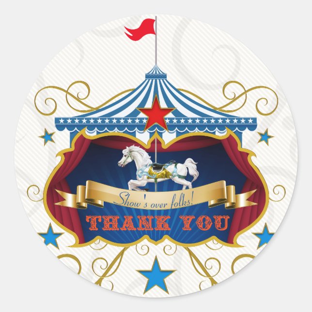 Vintage Carousel Pferd Vielen Dank für Ihr Interes Runder Aufkleber (Vorderseite)