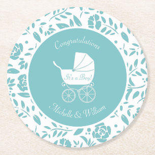 Vintage Carriage Baby-Dusche Runder Pappuntersetzer