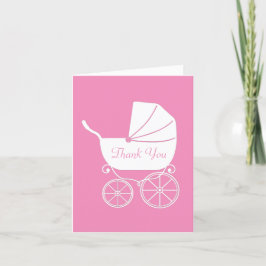 Vintage Carriage Baby Shower Elegante Rosa Girl Dankeskarte