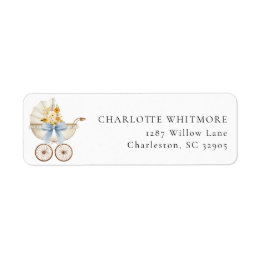 Vintage Carriage Blue Floral Return Address Label