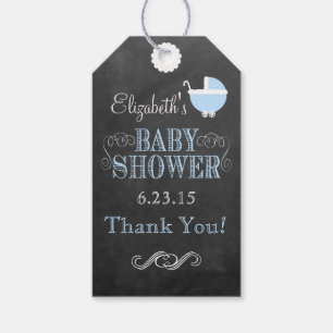 Vintage Carriage Chalkboard Look Blue Baby Dusche Geschenkanhänger