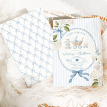 Vintage Carriage French nursery Blue Baby shower