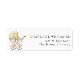 Vintage Carriage Neutral Floral Return Address 