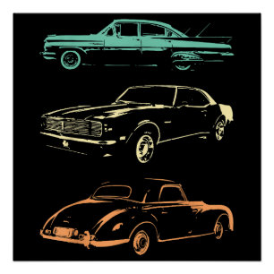 Vintage Cars - 80er & 90er Grafischer Retro Poster