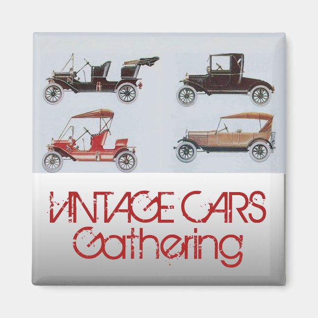 Vintage Cars Ansammlung Klassisches Auto Magnet (Vorne)