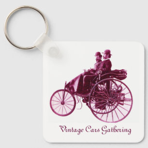 Vintage Cars Ansammlung, lila rosa violett weiß Schlüsselanhänger
