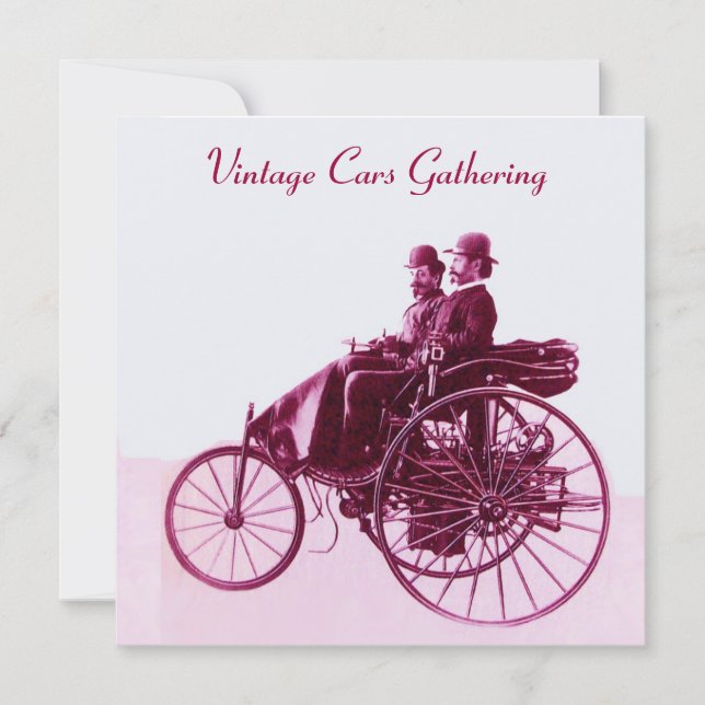 ViNTAGE CARS ANSAMMLUNG, lila rot goldrot Einladung (Vorderseite)