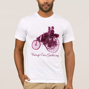 Vintage Cars Ansammlung, lila weiß T-Shirt