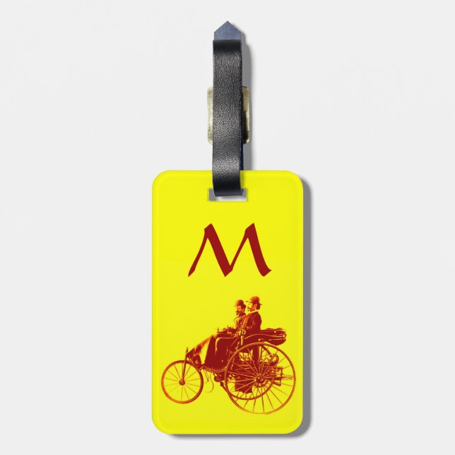 Vintage Cars Ansammlung Monogramm Gepäckanhänger (Rückseite vertikal)