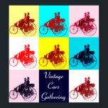 ViNTAGE CARS ANSAMMLUNG POP ART Poster<br><div class="desc">Elegantes, farbenfrohes und künstlerisches Automobildesign neu erarbeitet aus dem klassischen Vintag .Dreirad-Benz-Motorwagen, 1886.Farbpalette:gelb, braun, aqua blau, rot, lila, pink, schwarz, weiß.</div>