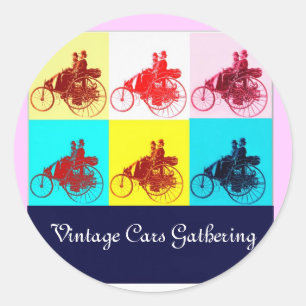 Vintage Cars Ansammlung Pop Runder Aufkleber